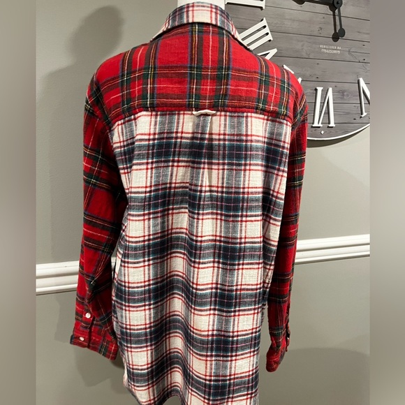 Women's American Eagle Plaid Flannel Button Down Long Sleeve Shirt - Siz… - Picture 11 of 15